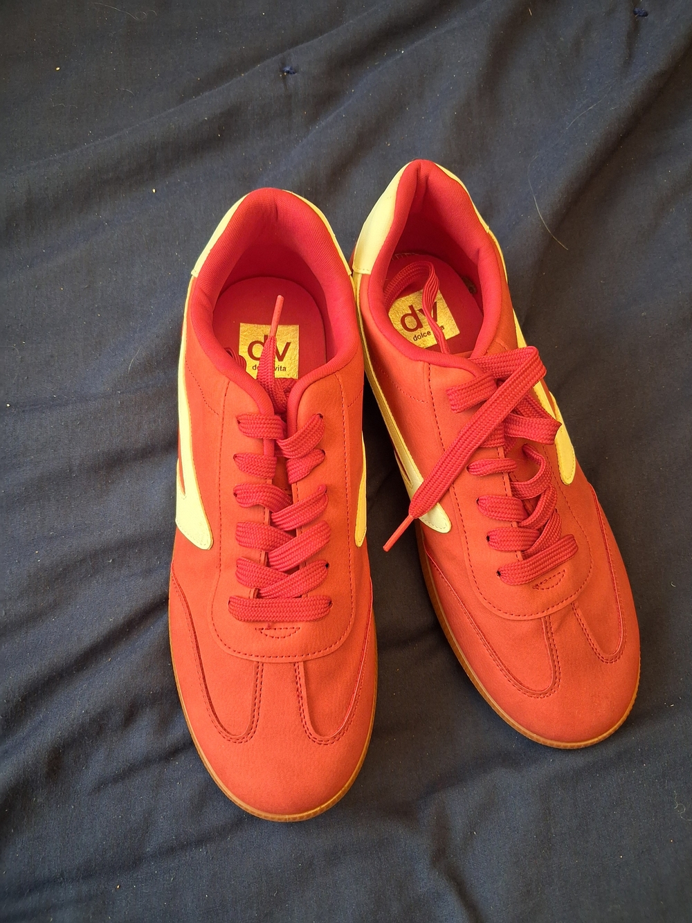 Dolce Vita Red Sneakers with Yellow Accents